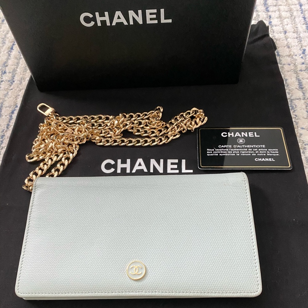 Chanel limited edition light blue Wallet WOC